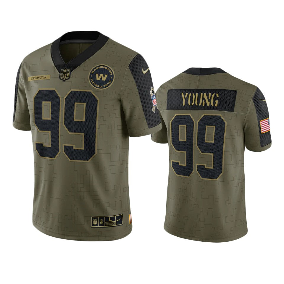 Washington Football Team Chase Young Limited Jersey Olive 2021 Salute To Service