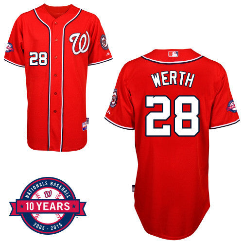 Washington Nationals 28 Jayson Werth Red 10th Jersey