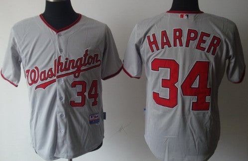 Washington Nationals 34 Bryce Harper Gray Jersey