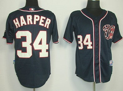 Washington Nationals 34 Bryce Harper Navy Blue Jersey