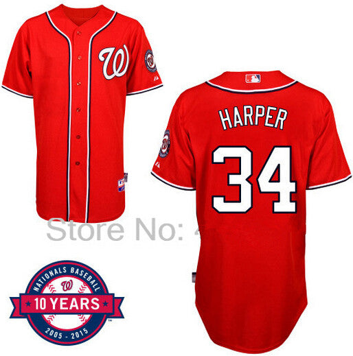 Washington Nationals 34 Bryce Harper Red 10th Jersey