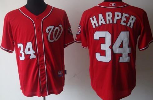 Washington Nationals 34 Bryce Harper Red Jersey