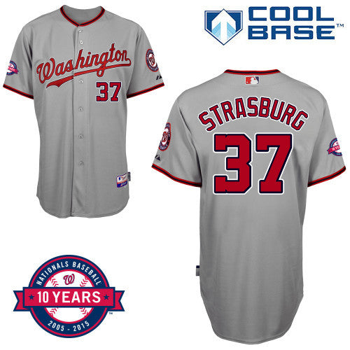 Washington Nationals 37 Stephen Strasburg Gray 10th Jersey