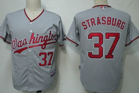 Washington Nationals 37 Stephen Strasburg Gray Jersey