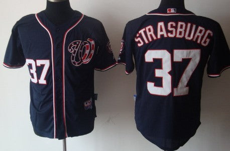 Washington Nationals 37 Stephen Strasburg Navy Blue Jersey