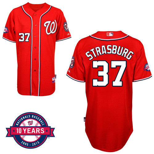 Washington Nationals 37 Stephen Strasburg Red 10th Jersey