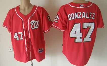 Washington Nationals 47 Gio Gonzalez Red Jersey