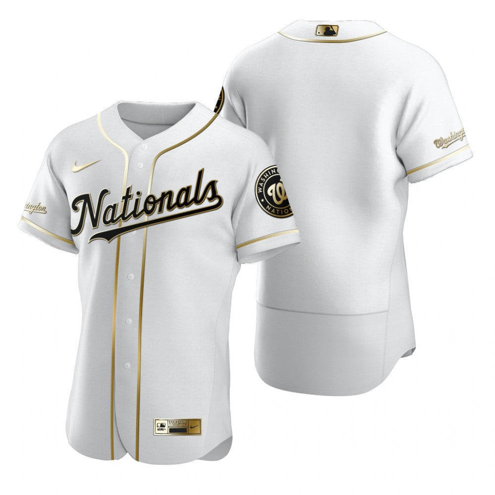 Washington Nationals Mlb Golden Brandedition White Jersey Gift For Nationals Fans