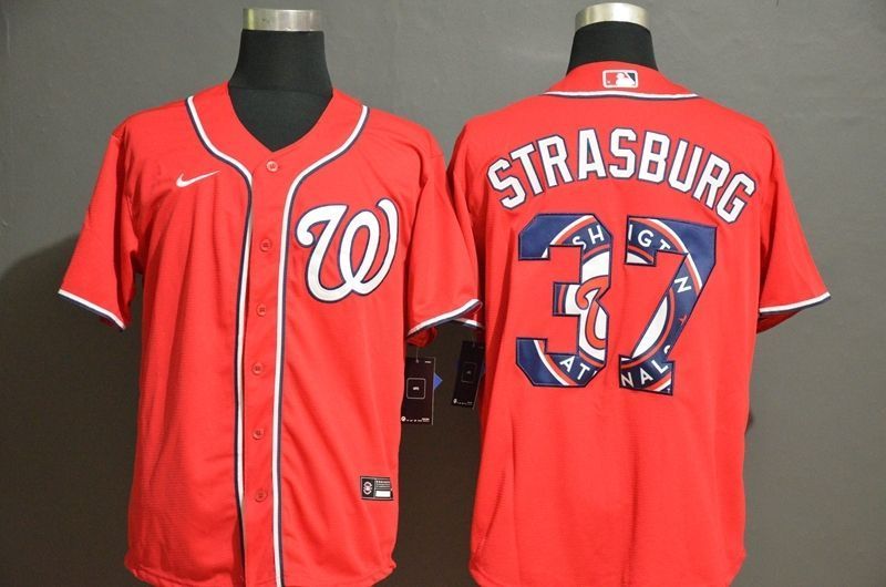Washington Nationals Stephen Strasburg 37 2020 Mlb Red Orange Jersey