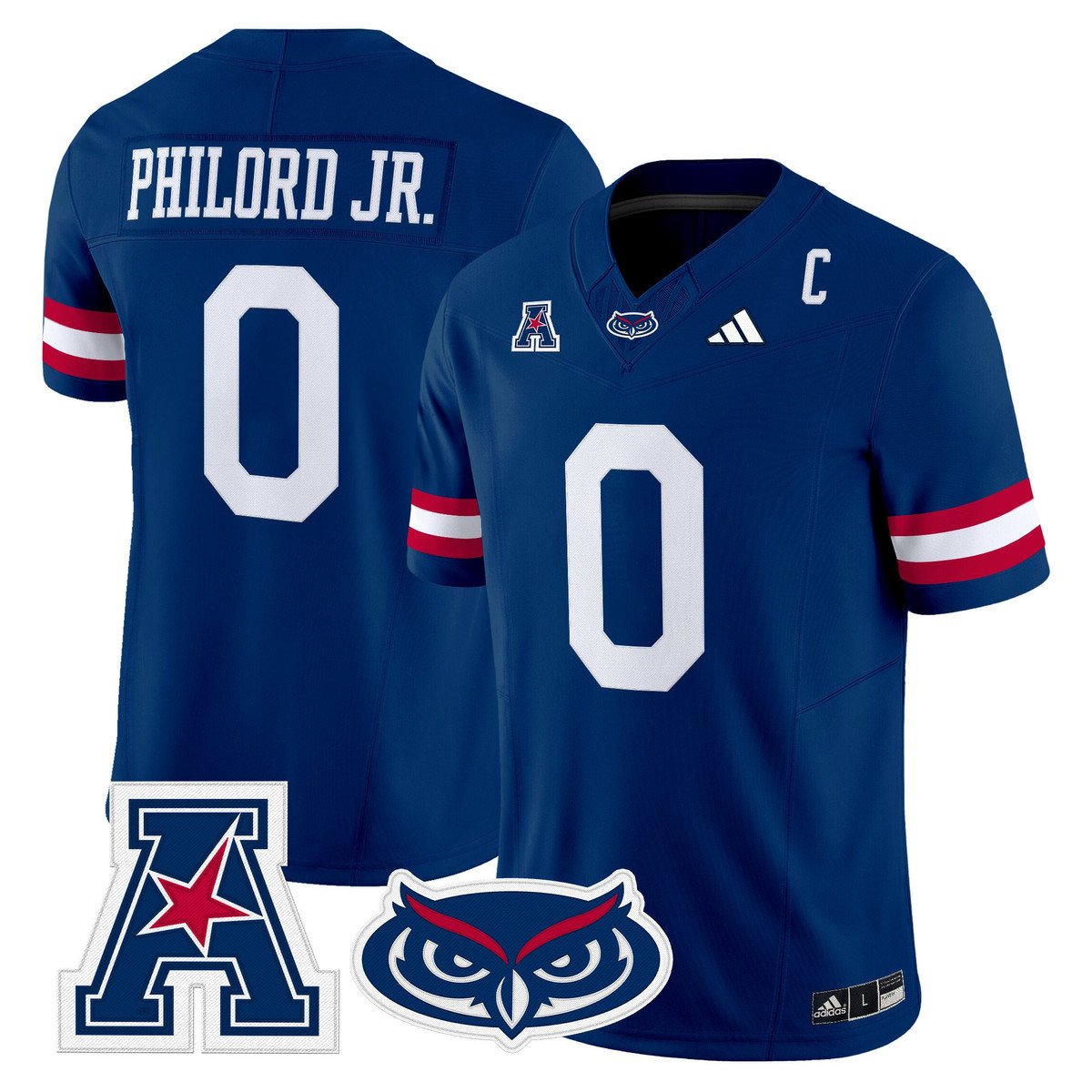 Wendol Philord Jersey #0 Florida Atlantic Owls 2025 All Stitched Blue