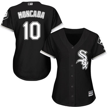 White Sox 10 Yoan Moncada Black Alternate Womens Stitched Baseball Jersey