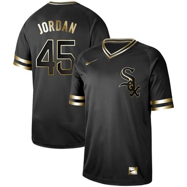 White Sox 45 Michael Jordan Black Gold Authentic Stitched Baseball Jersey