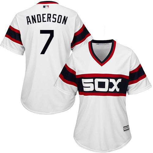 White Sox 7 Tim Anderson White Alternate Home Womens Stitched Baseball Jersey