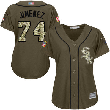White Sox 74 Eloy Jimenez Green Salute To Service Womens Stitched Baseball Jersey