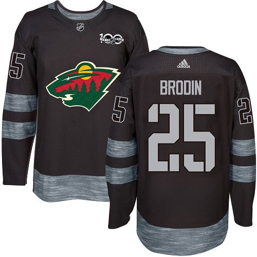 Wild 25 Jonas Brodin Black 1917 2017 100th Anniversary Stitched Nhl Jersey