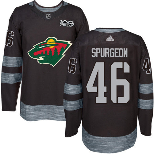 Wild 46 Jared Spurgeon Black 1917 2017 100th Anniversary Stitched Nhl Jersey