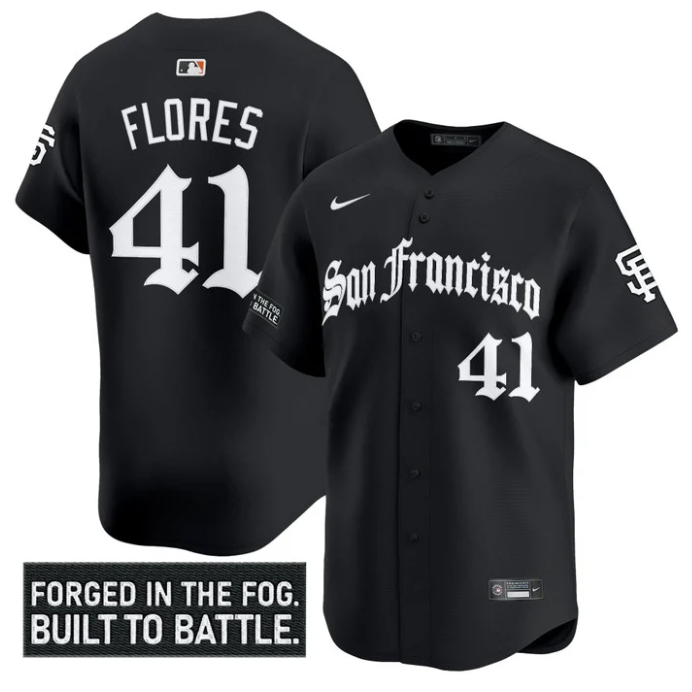 Wilmer Flores Jersey #41 San Francisco Giants Gothic Fog Edition Vapor Stitched