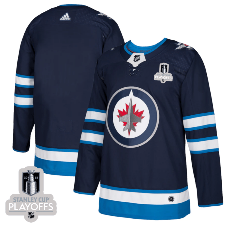 Winnipeg Jets 2025 NHL Playoffs Patch Home Men Jersey Navy