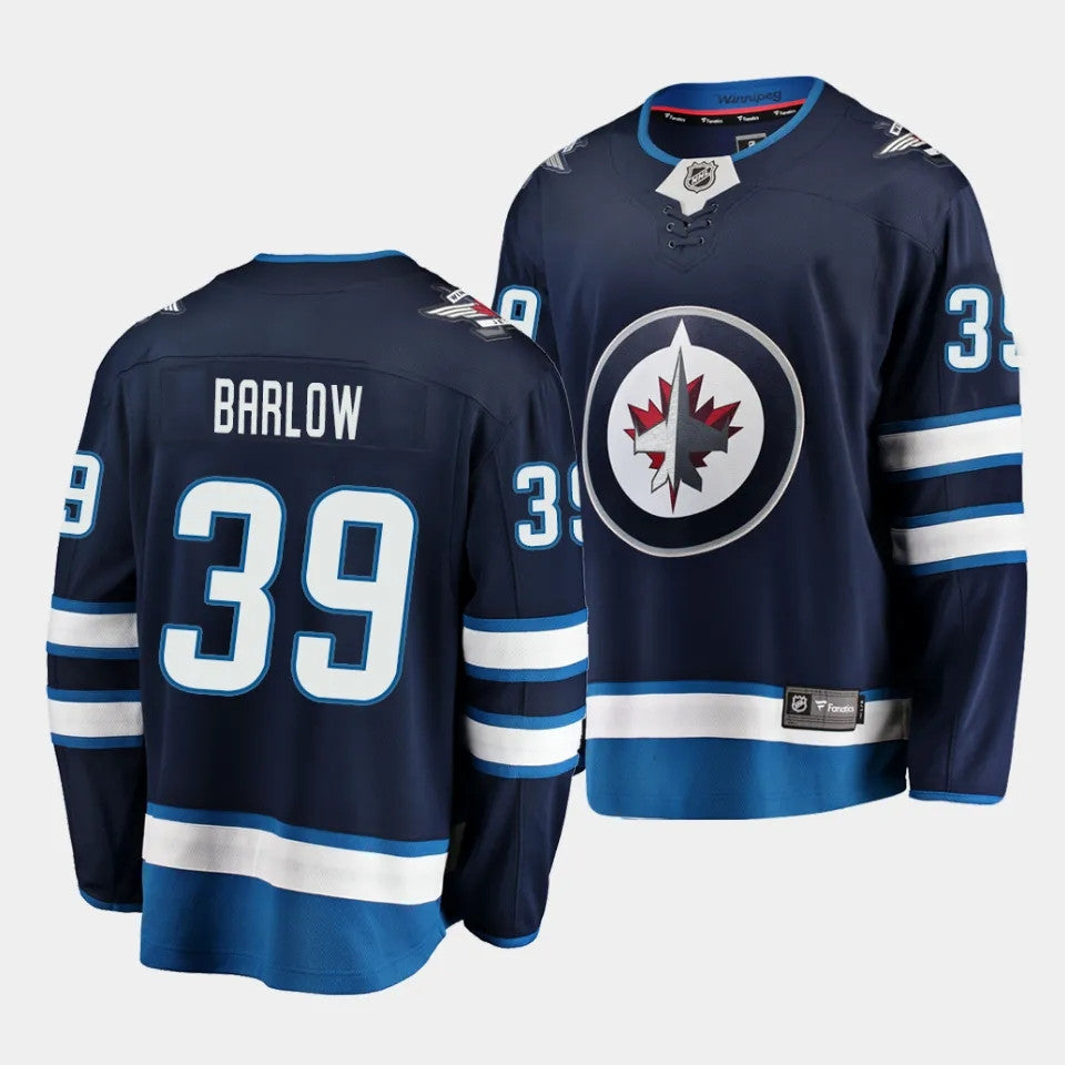 Winnipeg Jets 39 Colby Barlow 2023 Nhl Draft Home Navy Jersey