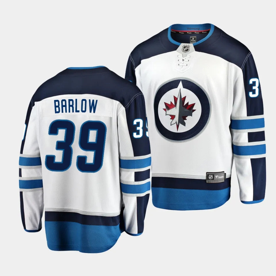 Winnipeg Jets 39 Colby Barlow Away White Jersey 2023 Nhl Draft