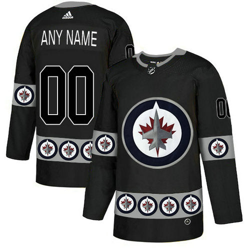 Winnipeg Jets Custom Black Team Logos Fashion Jersey Stitched