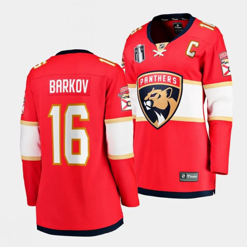 Women Florida Panthers 16 Aleksander Barkov 2023 Stanley Cup Final Home Jersey