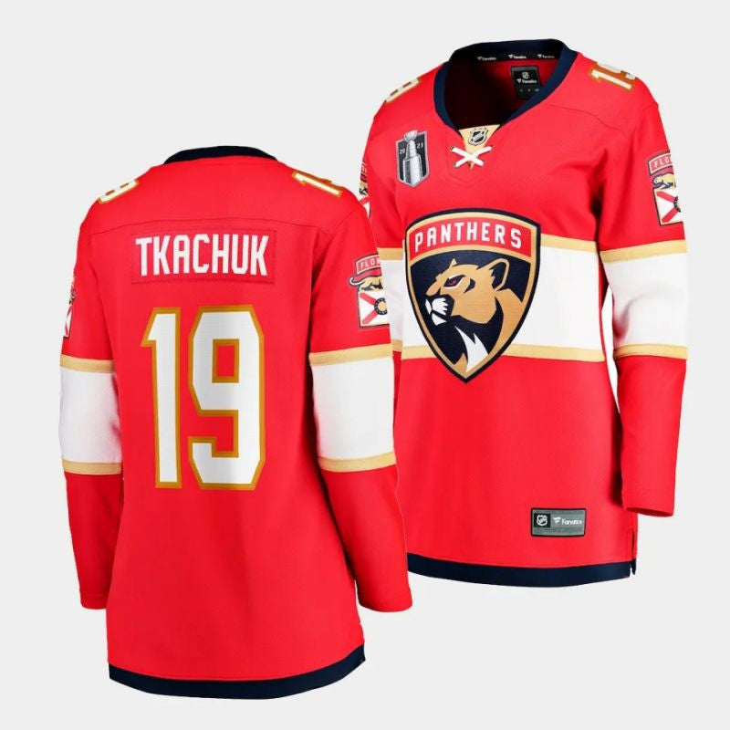Women Florida Panthers 19 Matthew Tkachuk Florida Panthers 2023 Stanley Cup Final Home Jersey