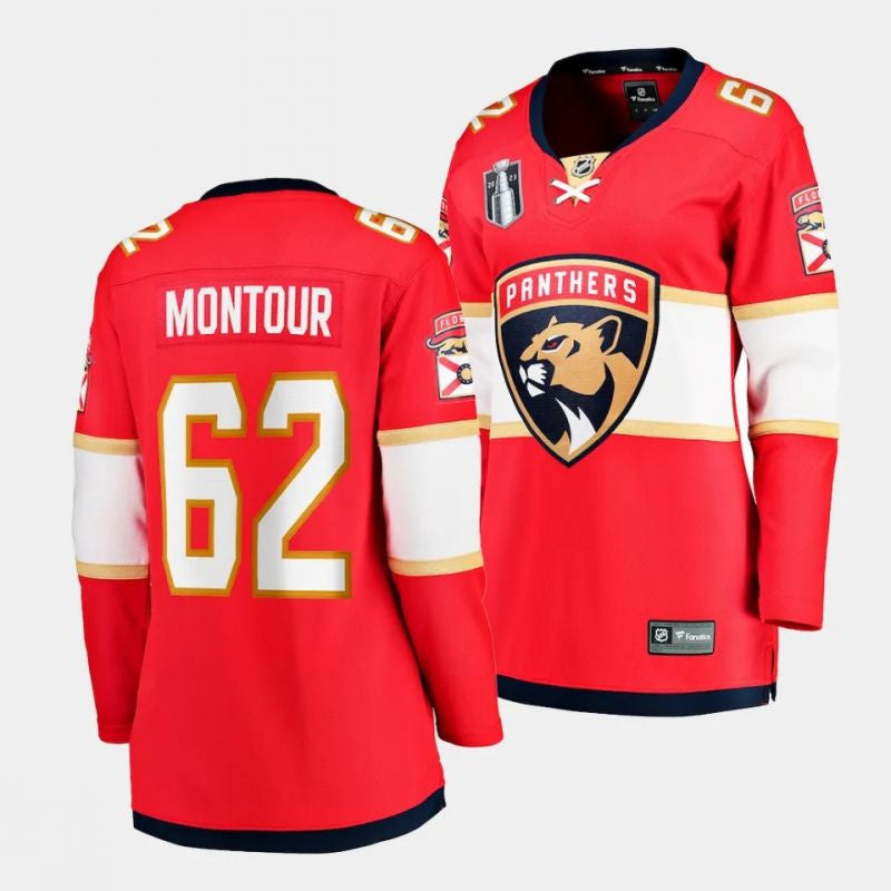 Women Florida Panthers 62 Brandon Montour 2023 Stanley Cup Final Home Jersey