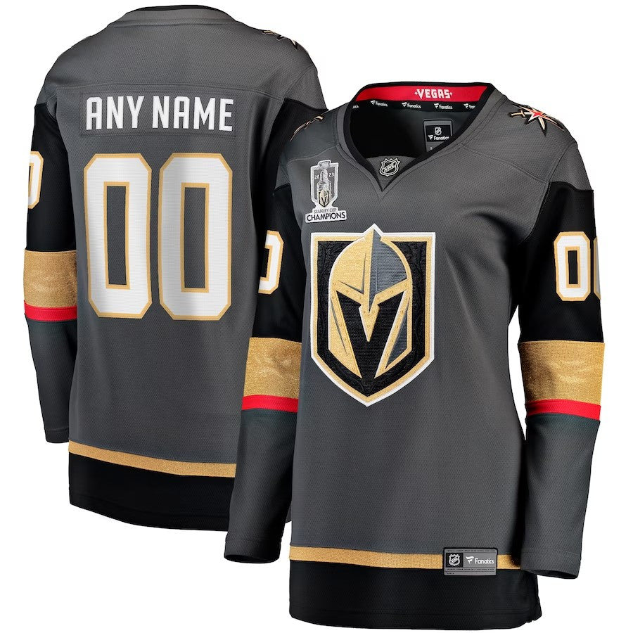 Women Vegas Golden Knights 2023 Stanley Cup Champions Alternate Breakaway Custom Jersey Black