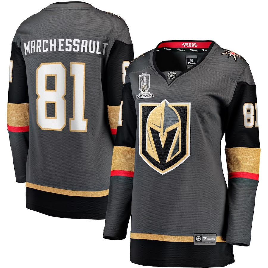 Women Vegas Golden Knights 81 Jonathan Marchessault 2023 Stanley Cup Champions Alternate Breakaway Player Jersey Black