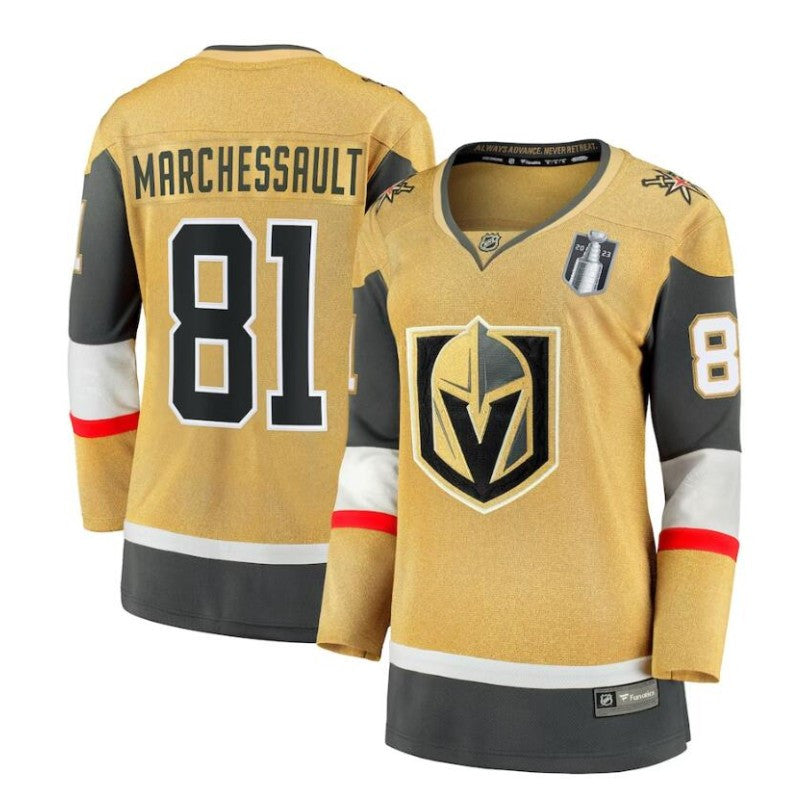 Women Vegas Golden Knights 81 Jonathan Marchessault 2023 Stanley Cup Final Home Breakaway Player Jersey Gold