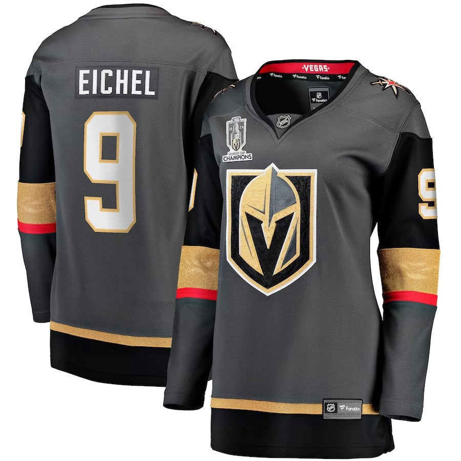 Women Vegas Golden Knights 9 Jack Eichel 2023 Stanley Cup Champions Alternate Breakaway Player Jersey Black