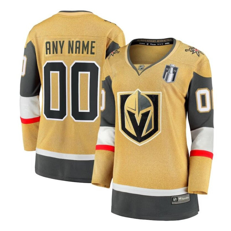 Women Vegas Golden Knights Fanatics Branded 2023 Stanley Cup Final Home Breakaway Custom Jersey Gold