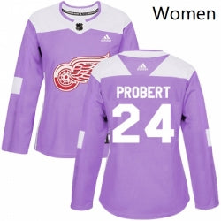 Womens Adidas Detroit Red Wings 24 Bob Probert Authentic Purple Fights Cancer Practice Nhl Jersey