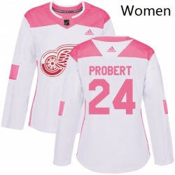 Womens Adidas Detroit Red Wings 24 Bob Probert Authentic Whitepink Fashion Nhl Jersey