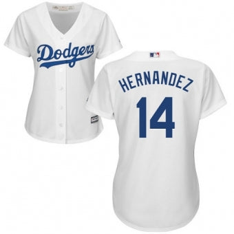 Womens Authentic Los Angeles Dodgers 14 Enrique Hernandez Majestic Home Cool Base White Jersey