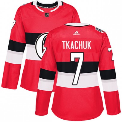 Womens Authentic Ottawa Senators 7 Brady Tkachuk Adidas 2017 100 Red Classic Jersey