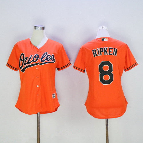 Womens Baltimore Orioles 8 Cal Ripken Retired Orange Stitched Mlb Majestic Cool Base Jersey