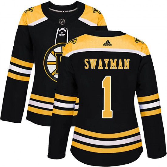 Womens Boston Bruins 1 Jeremy Swayman Adidas Authentic Home Jersey Black