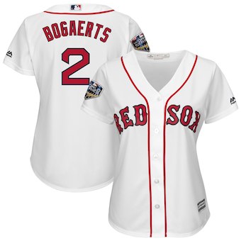 Womens Boston Red Sox 2 Xander Bogaerts Majestic White 2018 World Series Cool Base Player Jersey