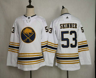 Womens Buffalo Sabres 53 Jeff Skinner White With Gold 50th Anniversary Adidas Stitched Nhl Jersey