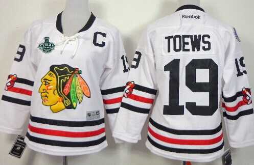 Womens Chicago Blackhawks 19 Jonathan Toews 2015 Stanley Cup 2015 Winter Classic White Jersey
