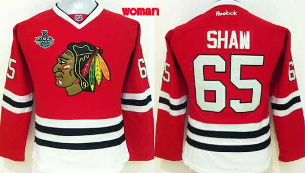 Womens Chicago Blackhawks 65 Andrew Shaw 2015 Stanley Cup Red Jersey