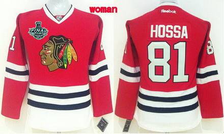 Womens Chicago Blackhawks 81 Marian Hossa 2015 Stanley Cup Red Jersey