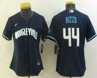 Womens Chicago Cubs 44 Anthony Rizzo Navy Blue 2021 City Connect Stitched Mlb Cool Base Nike Jersey