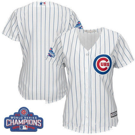 Womens Chicago Cubs Blank Majestic Home White 2016 World Series Champions Team Logo Patch Jersey