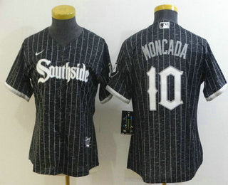 Womens Chicago White Sox 10 Yoan Moncada Black 2021 City Connect Stitched Mlb Cool Base Nike Jersey