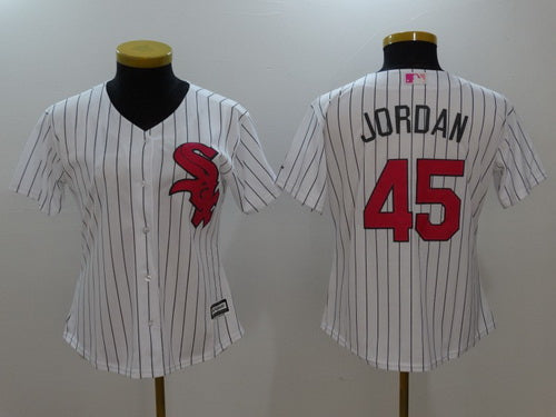 Womens Chicago White Sox 45 Michael Jordan White With Pink Mothers Day Stitched Mlb Majestic Cool Base Jersey