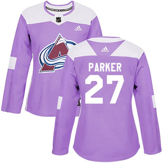 Womens Colorado Avalanche 27 Scott Parker Adidas Authentic Fights Cancer Practice Purple Jersey