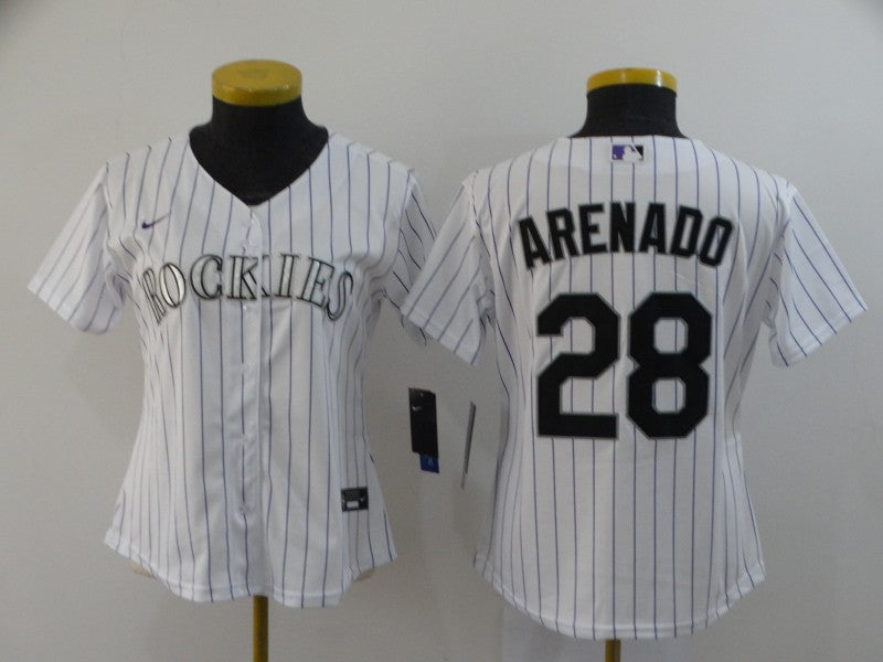 Womens Colorado Rockies 28 Nolan Arenado White Stitched Mlb Cool Base Nike Jersey